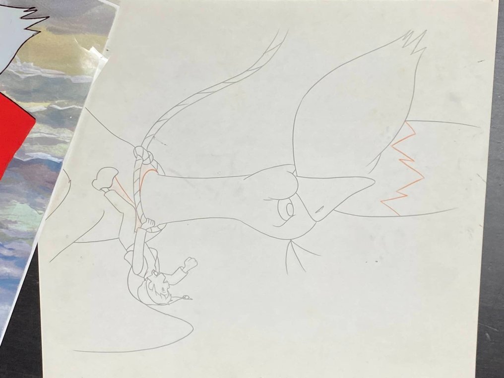 The Wonderful Adventures of Nils (1980) - 1 Original Animation Cel og tegning af Nils Holgersson, med kopi baggrund #3.2