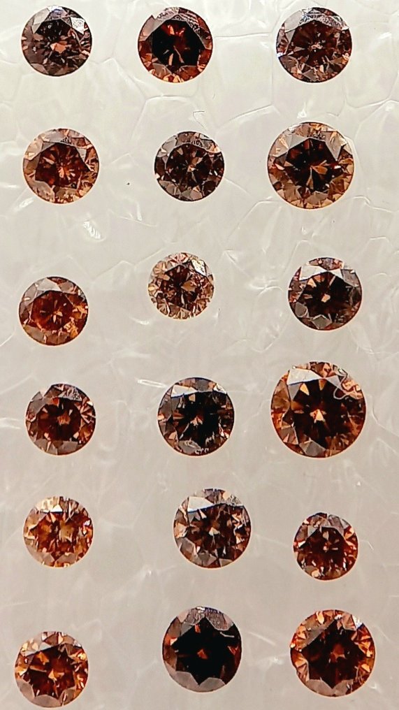 18 pcs Diamant  (Couleur naturelle)  - 0.78 ct - Fancy Orangé, Rosâtre Brun - I1, VS1 - Antwerp Laboratory for Gemstone Testing (ALGT) #2.2