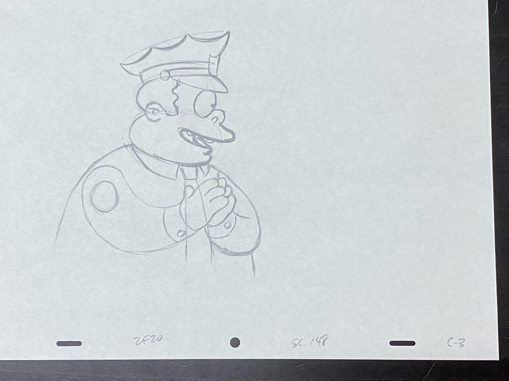 The Simpsons - 1 Original animasjonstegning av Clancy Wiggum (sjef Wiggum) #2.2