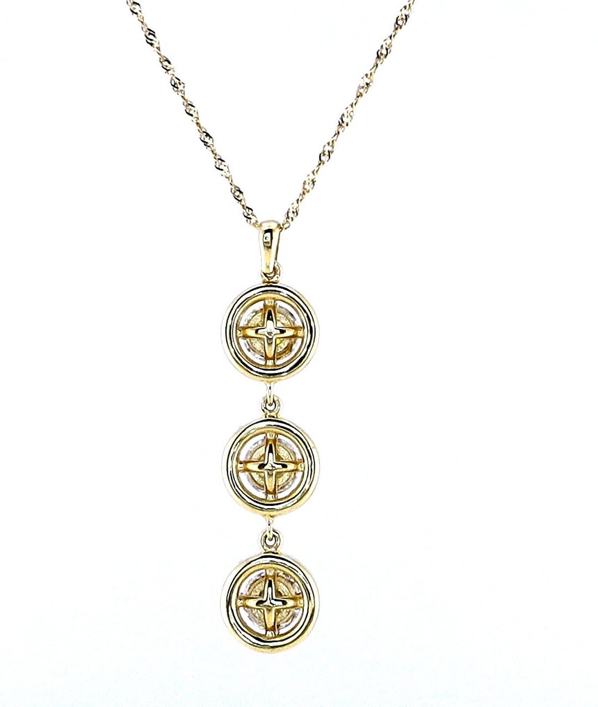 Halskette mit Anhänger - 14 kt Gelbgold -  1.92 tw. Diamant  (Natürlich) #3.2