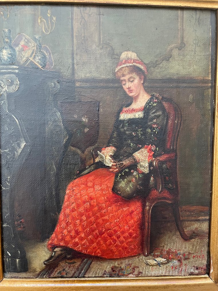 Engelse school (XIX), Mogelijk Emely M. Merrich (1843-1921) - Statige vrouw #2.1