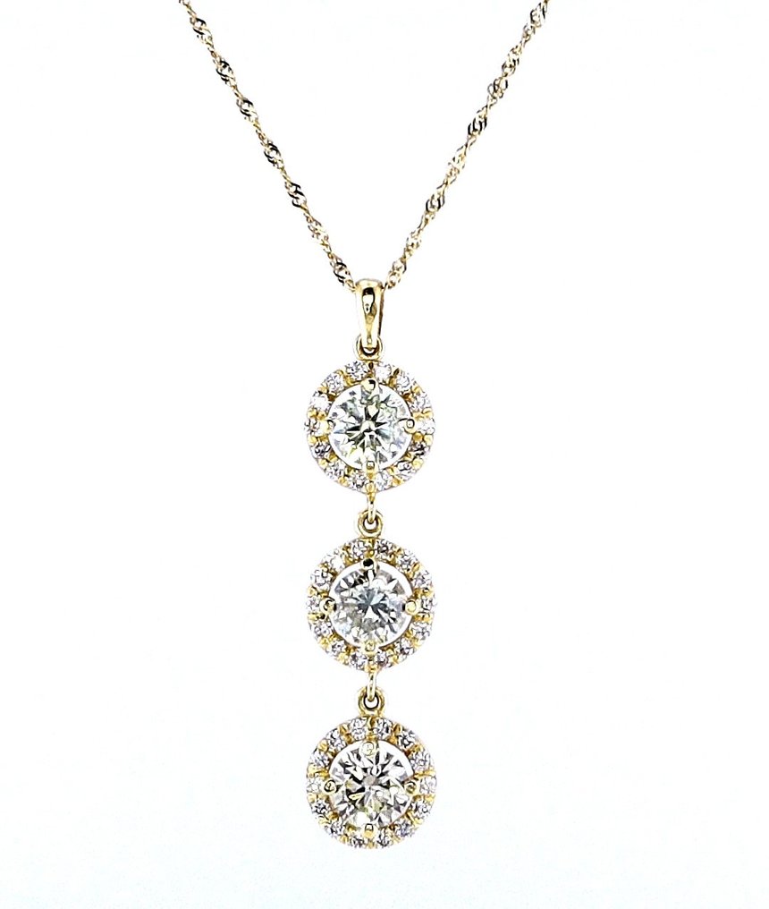 Halsband med hänge - 14 kt Gult guld -  1.92 tw. Diamant  (Natural) #1.1