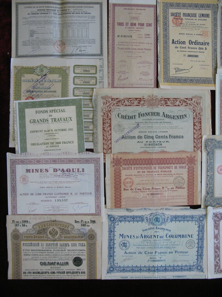 Bonds or shares collection - Old shares and bonds from 1896 to 1982 #2.1