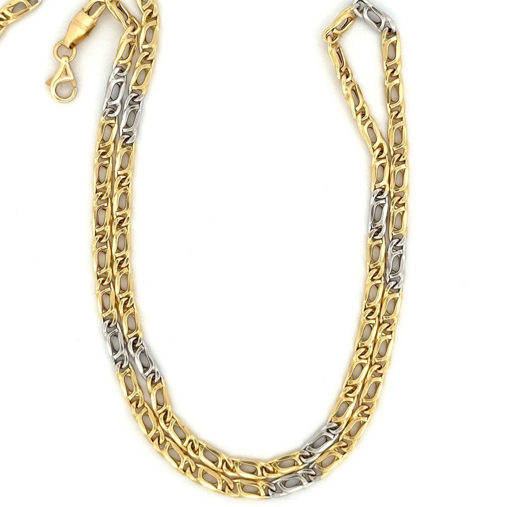 Chain 18 Kt Gold - 8,60 gr - 60cm - Halskette - 18 kt Gelbgold, Weißgold  #1.1