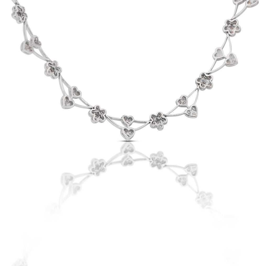 Necklace - 18 kt. White gold -  4.20ct. tw. Diamond  (Natural) #1.2