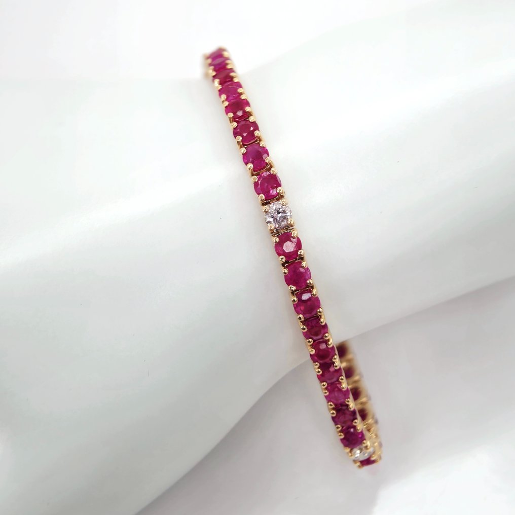 Bracelet - 14 kt. Rose gold Ruby - Diamond #2.1