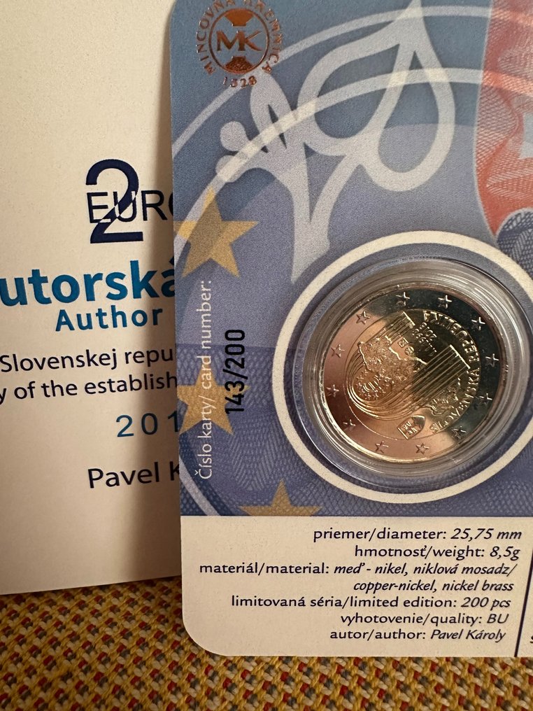 Szlovákia. 2 Euro 2018 "Slovak Republic" (firmata autore) #2.2