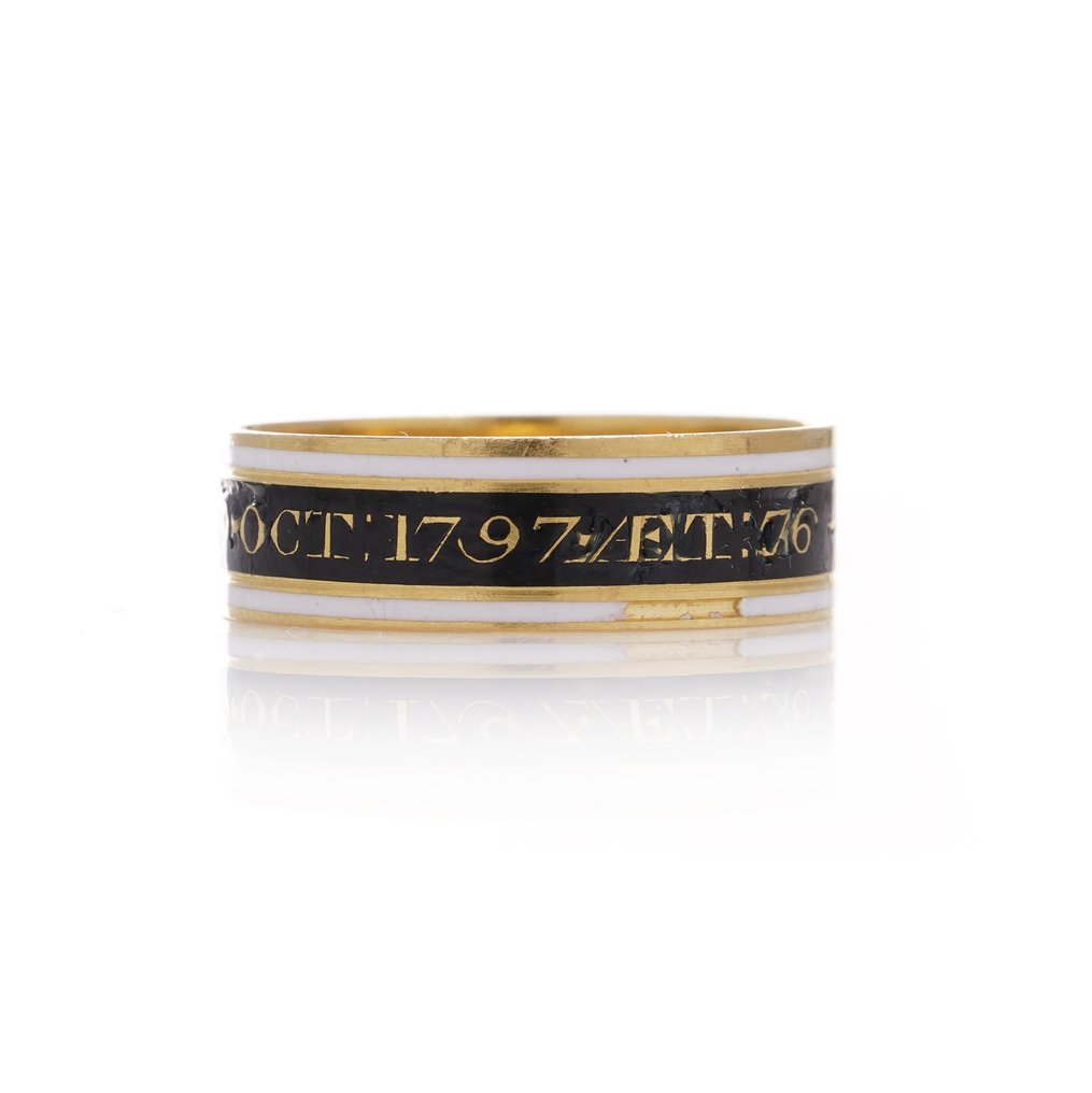 Ring Antiek Georgisch 22kt. geelgouden rouwband met opschrift 'John Hall 1797'  #2.1