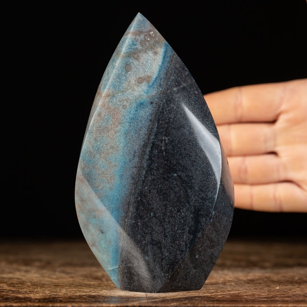 Trolleite - 冥想石英 - 天青石 - 鐵鋅石 - 火焰雕刻：四者的和諧 - 高度: 138 mm - 闊度: 75 mm- 691 g #1.1
