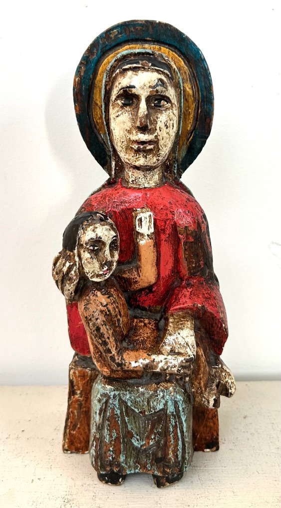 Skulptur, Maestà Legno policromo Scultore neo-medievale XX secolo - 26 cm - Holz - 1900 #2.1