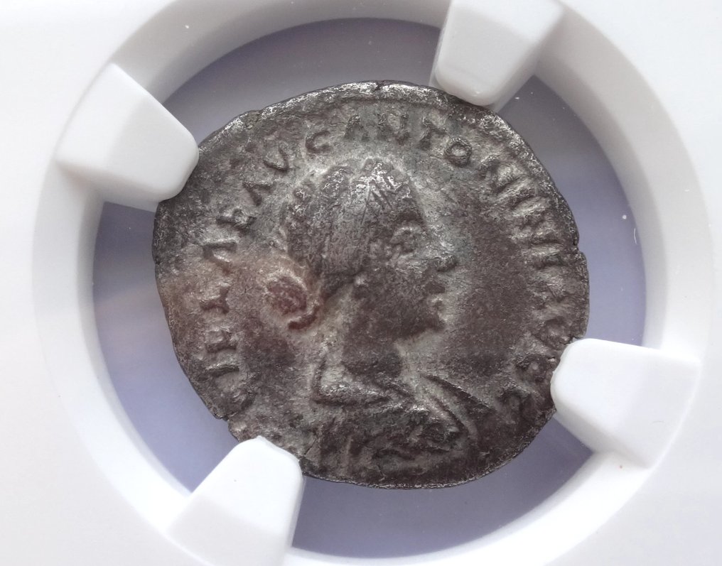Impreiu Roman. A unique NGC "VF " Lucilla, AD 164-182/3 ROMAN EMPIRE Rev: Consecratio. Denarius #1.1
