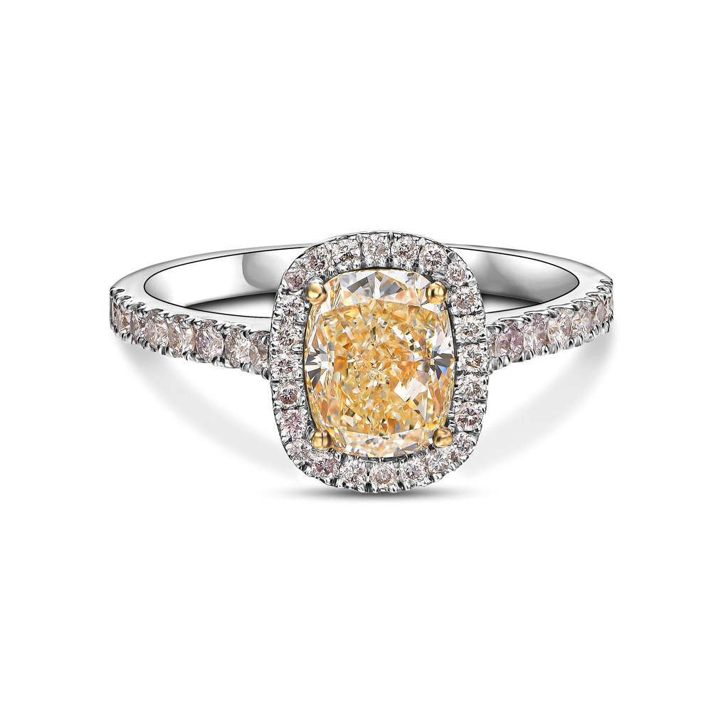 Anel - 18 K Ouro amarelo, Ouro branco -  2.18ct. tw. Amarelo Diamante  (Colorido natural) - Diamante #3.2