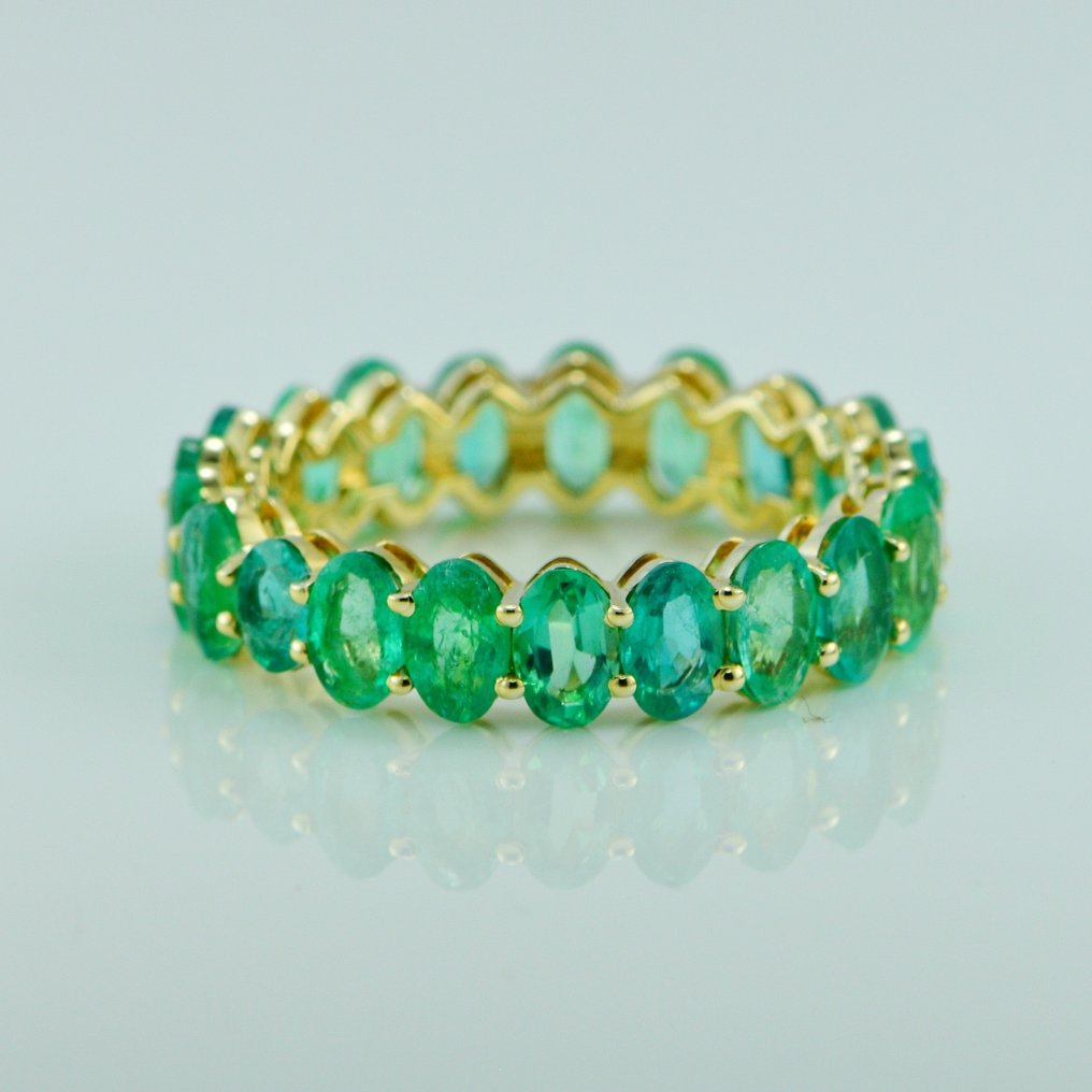 戒指 - 14K包金 黄金 -  4.30ct. tw. 祖母绿 - 椭圆形绿宝石结婚戒指 #1.2
