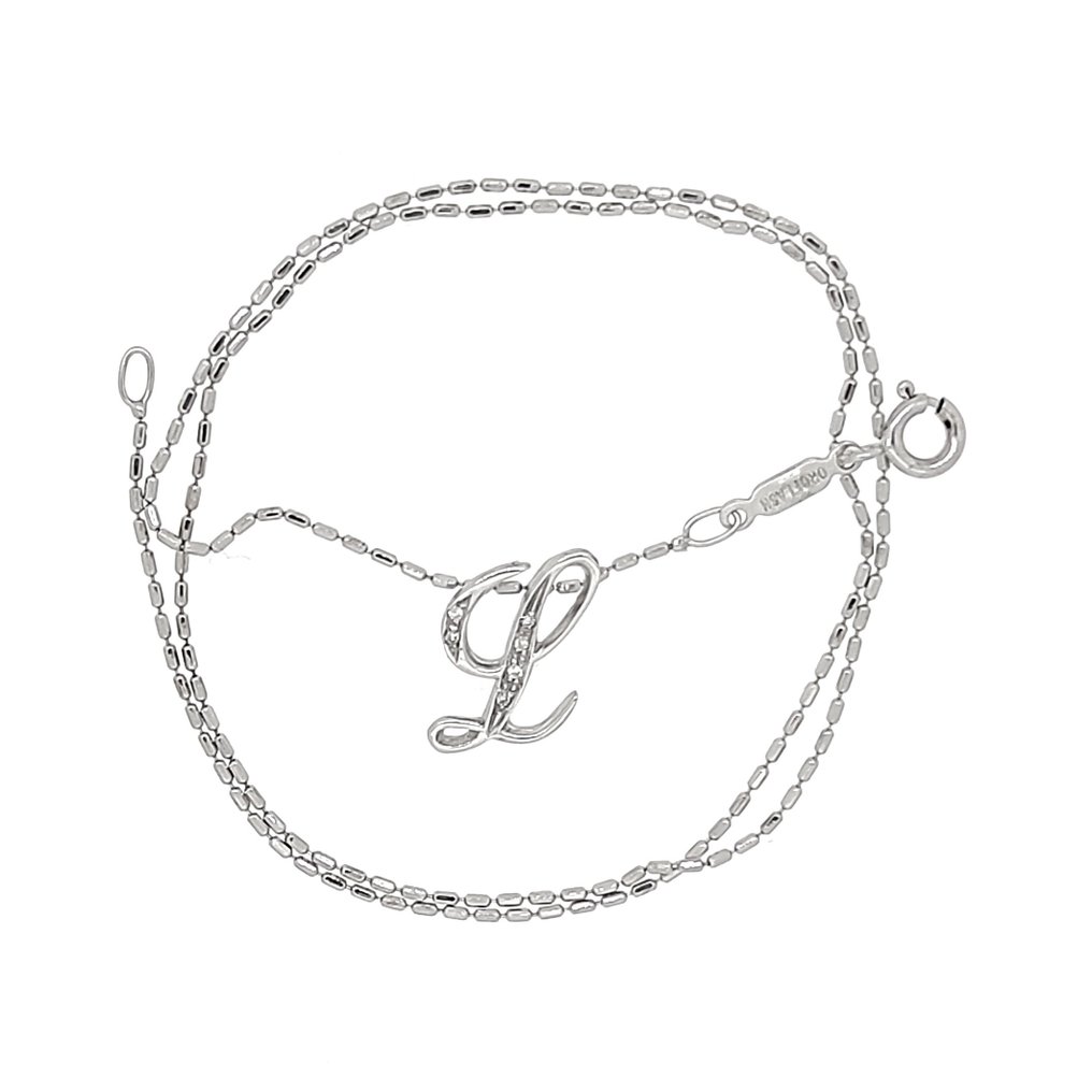 Halsband med hänge - 18 kt Vittguld -  0.06 tw. Diamant #1.1