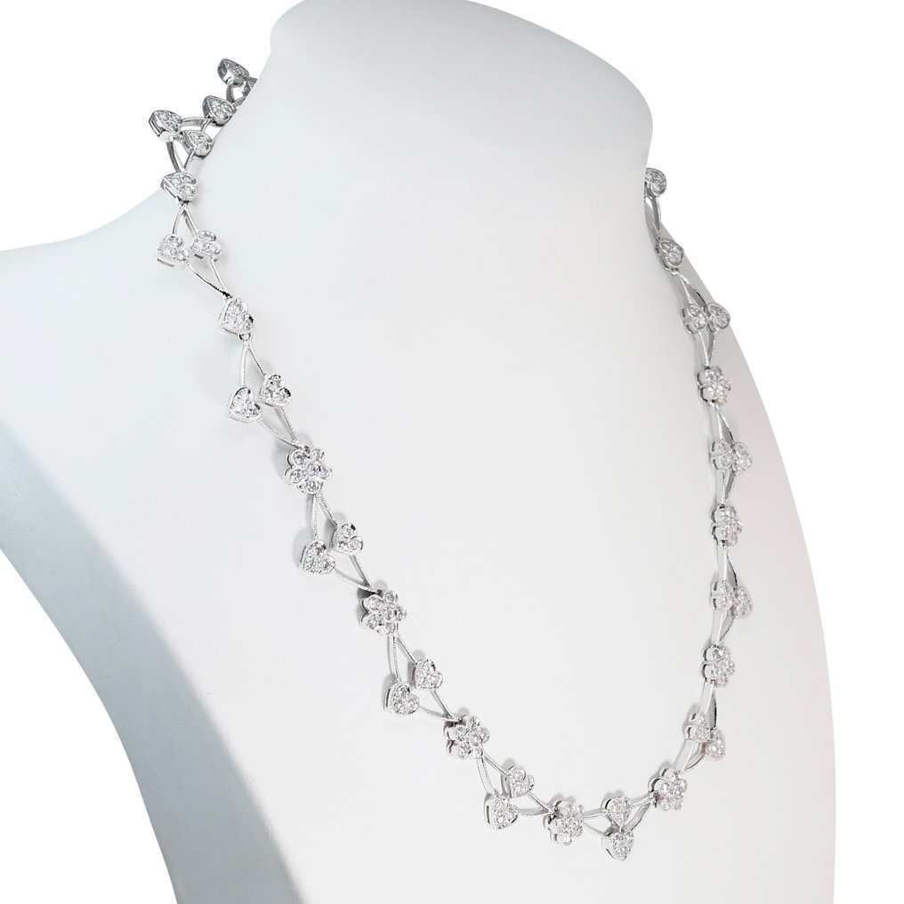 Necklace - 18 kt. White gold -  4.20ct. tw. Diamond  (Natural) #3.1