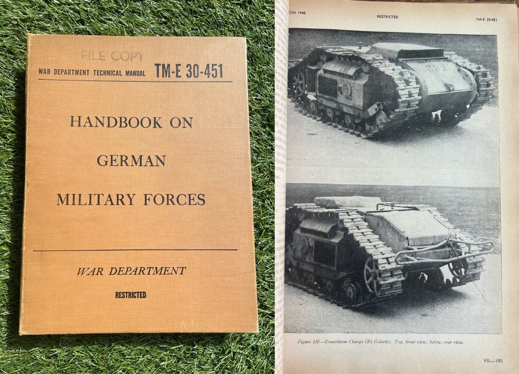 Germany / USA - Official US Army Restricted ''Handbook of German Army' - Uniforms - Insignia - Tanks - Weapons - German Airforce/Elite/Army - MP40 - MG42 - FG42 - Kubelwagen - Schwimmwagen - 1945 #1.1