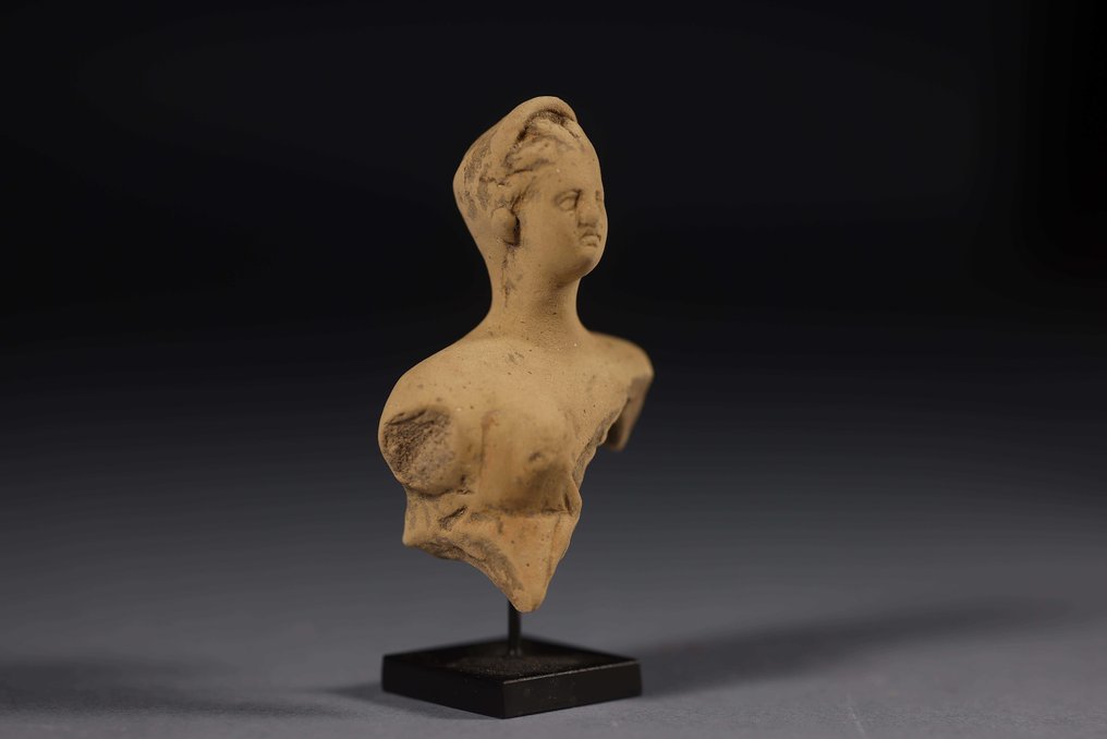 Oldtidens Grækenland Terrakotta kvindelig buste - 8 cm #3.2