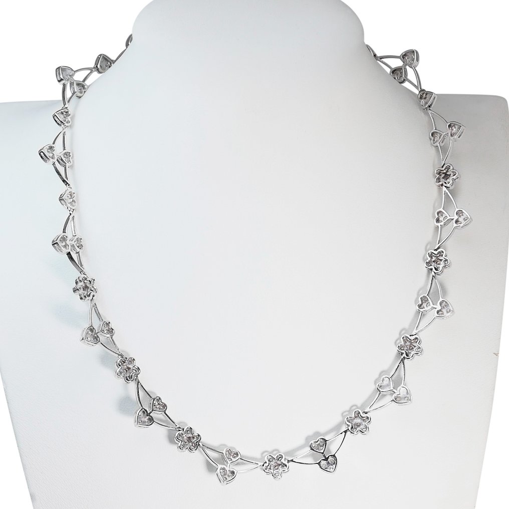 Halskette - 18 kt Weißgold -  4.20 tw. Diamant  (Natürlich) #2.1