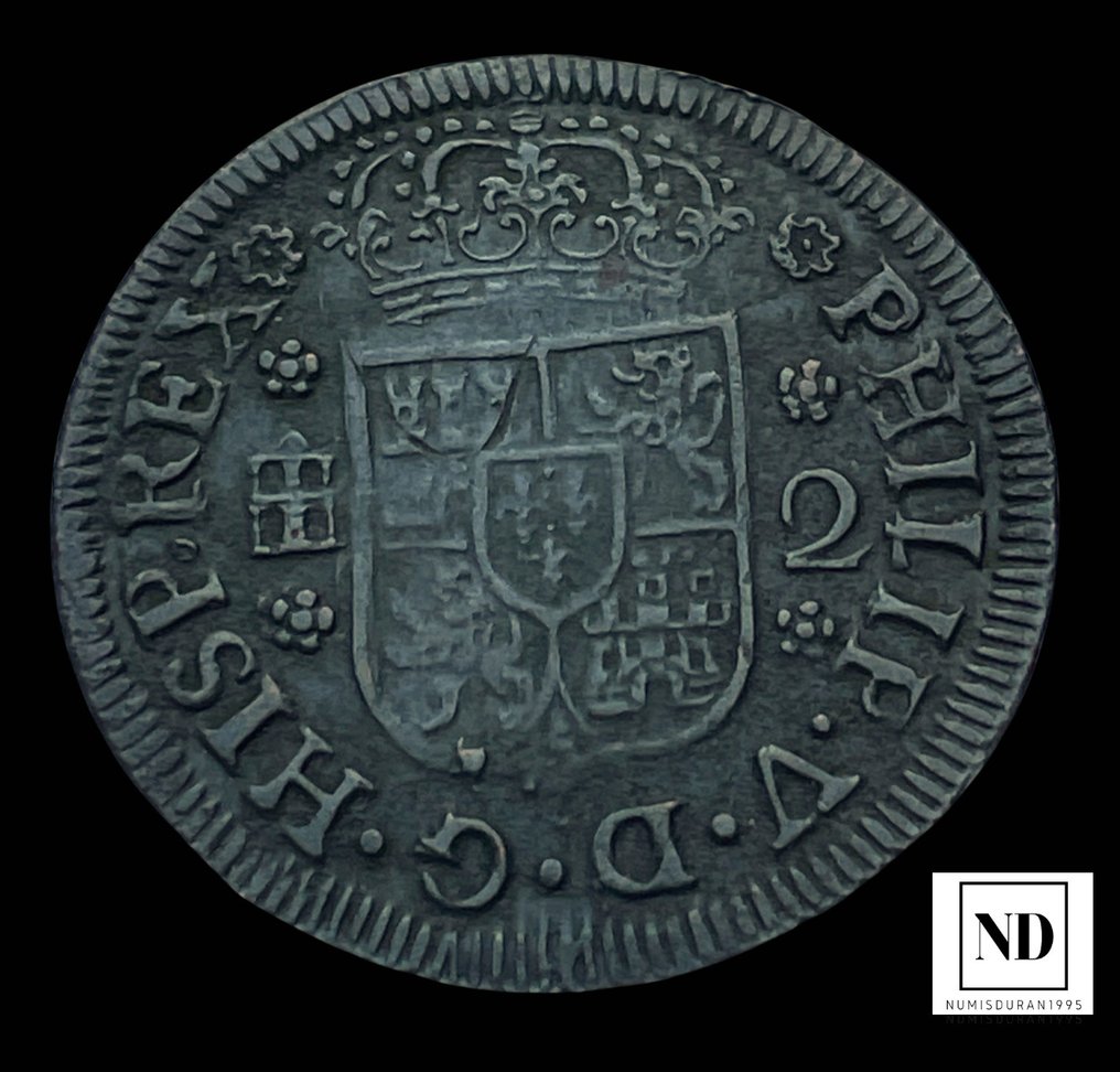 Spain. Felipe V (1700-1746). 2 Maravedís 1744 - Segovia #1.2