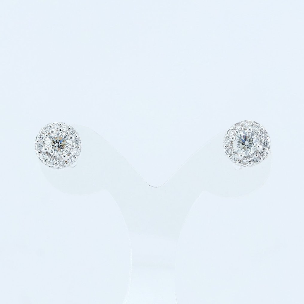 (IGI Certified) - (Diamonds) 0.87 Cts (26) Pcs - 14K包金 双色 - 耳饰 #1.2