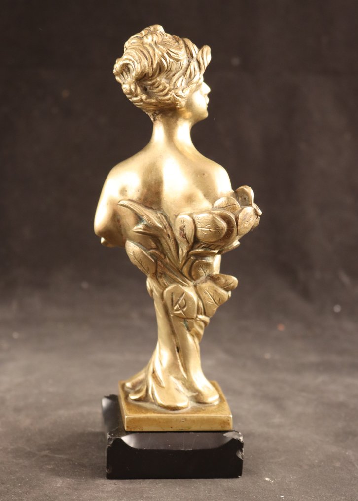 Buste, Art Nouveau beeld dame - 20 cm - Bronze, Marbre #2.1