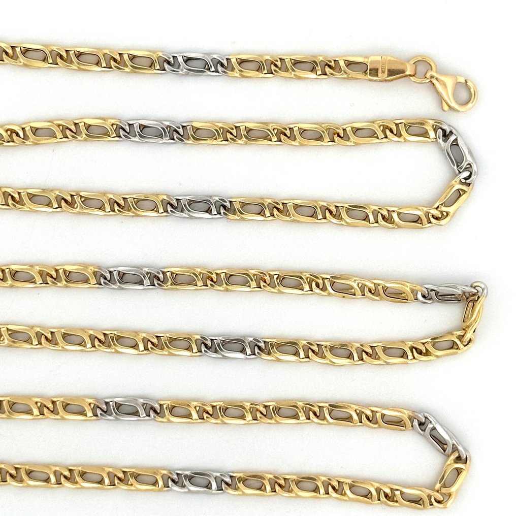 Chain 18 Kt Gold - 8,60 gr - 60cm - Halskette - 18 kt Gelbgold, Weißgold  #2.1