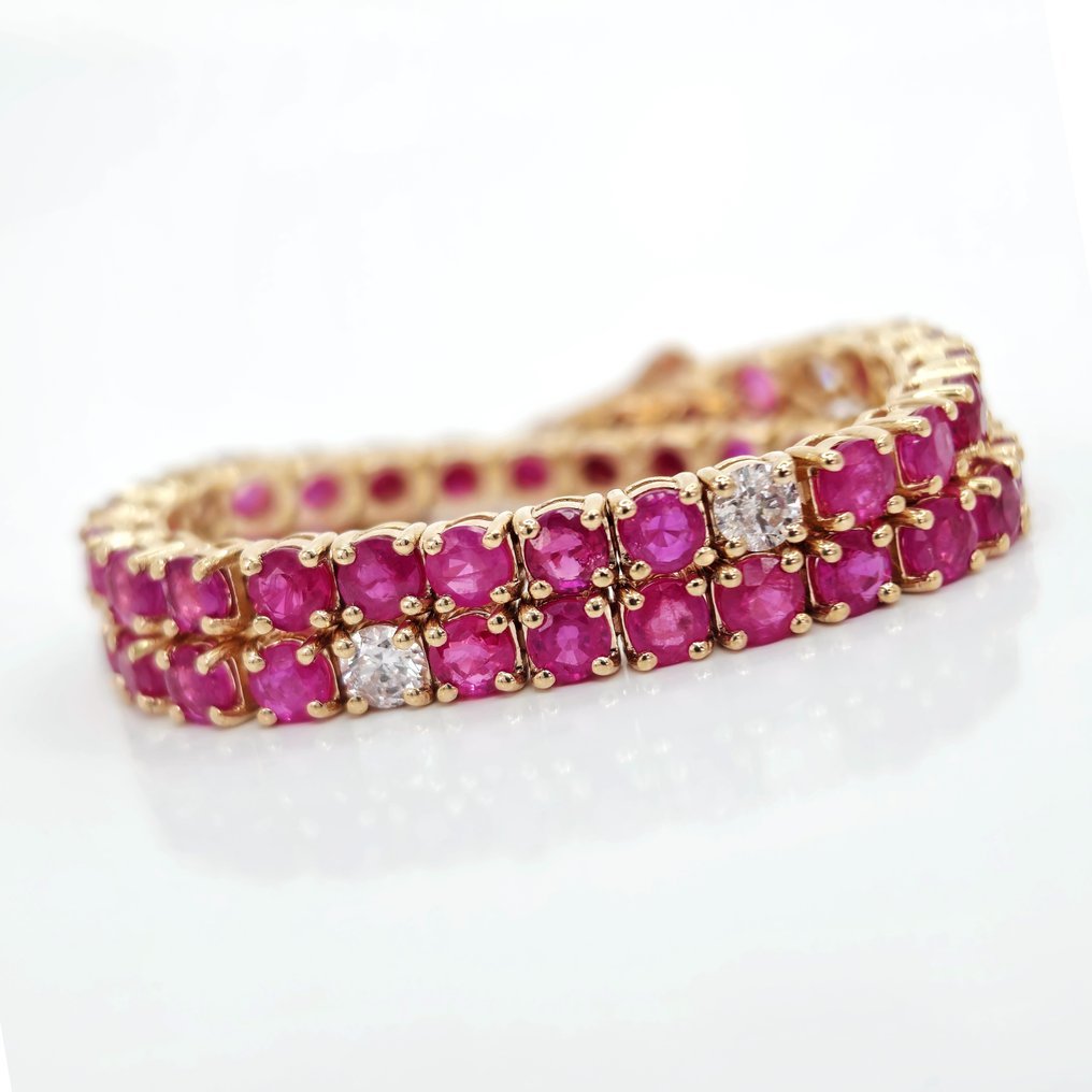 Bracelet - 14 kt. Rose gold Ruby - Diamond #1.1