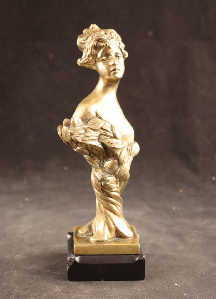 Buste, Art Nouveau beeld dame - 20 cm - Bronze, Marbre #1.2