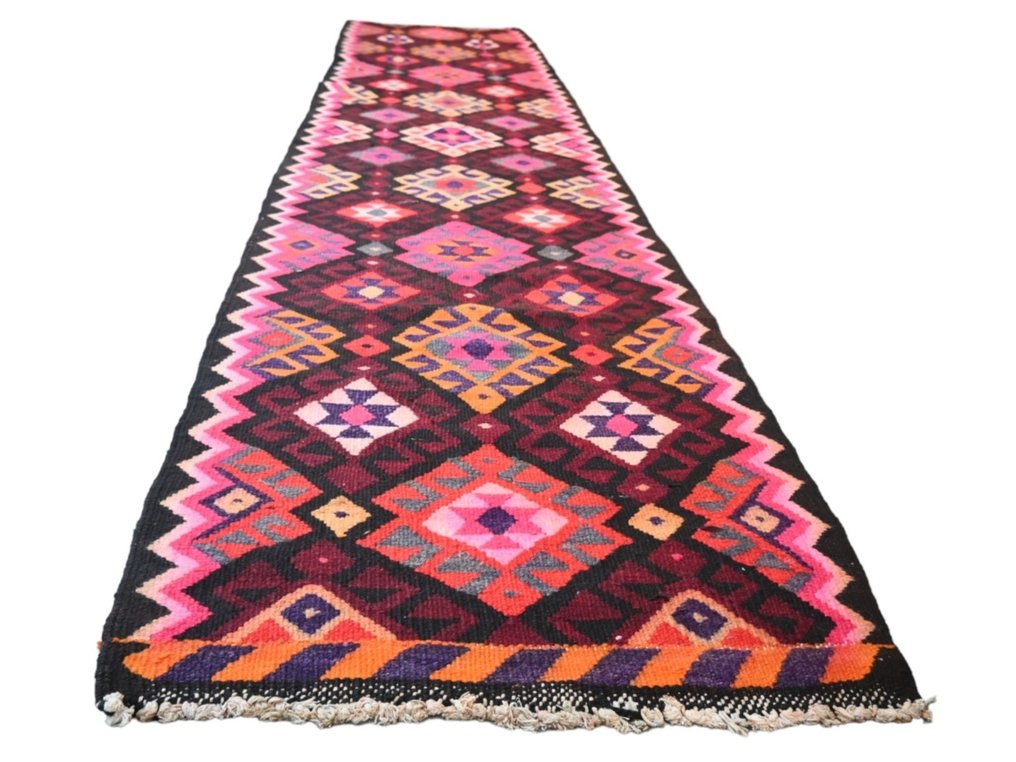 超長彩色庫爾迪 - 長條地毯 - 384 cm - 90 cm #1.1