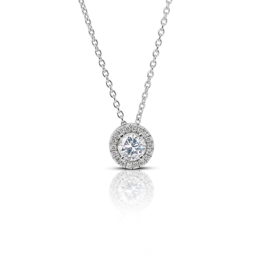 Halsketting - 18 karaat Witgoud -  1.10ct. tw. Diamant  (Natuurlijk) - Diamant #2.1