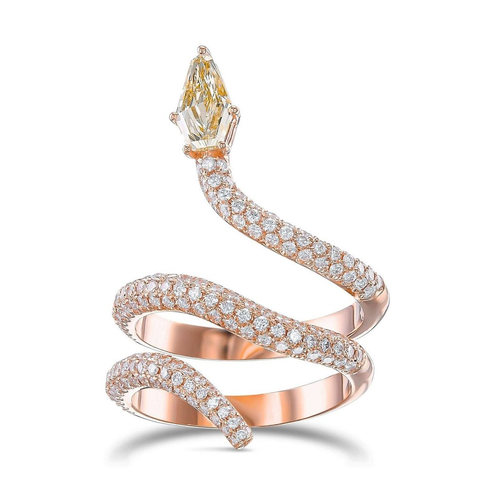 Anello vistoso - 18 carati Oro rosa -  1.37 tw. Diamante  (Naturale) - Diamante #1.1
