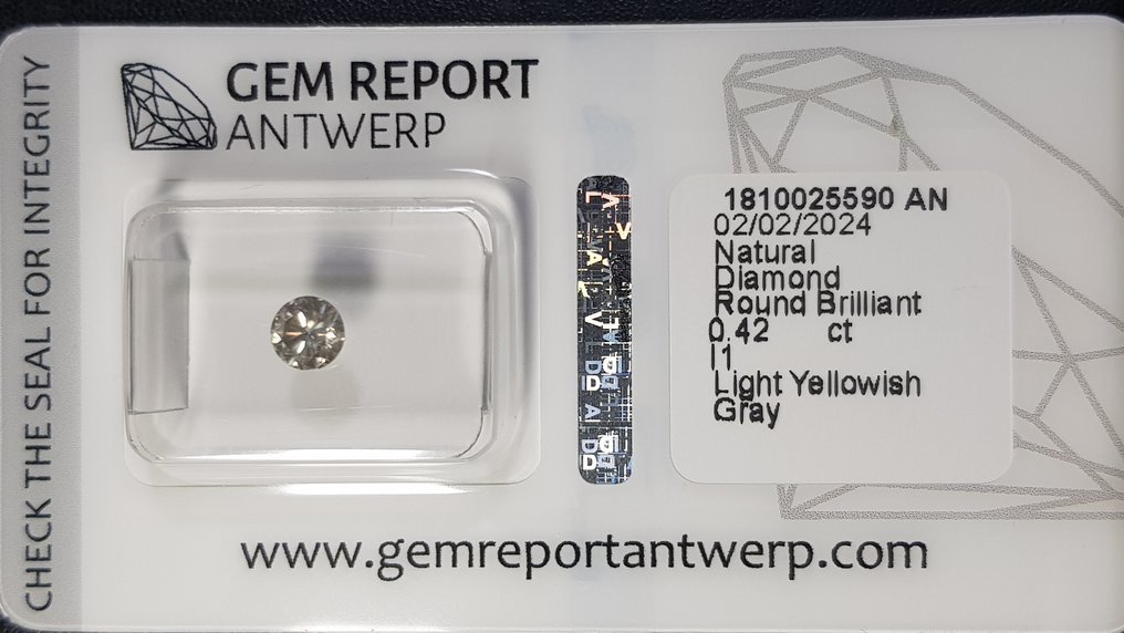 Zonder Minimumprijs - 1 pcs Diamant  (Natuurlijk gekleurd)  - 0.42 ct - P1 - Gem Report Antwerp (GRA) #2.1