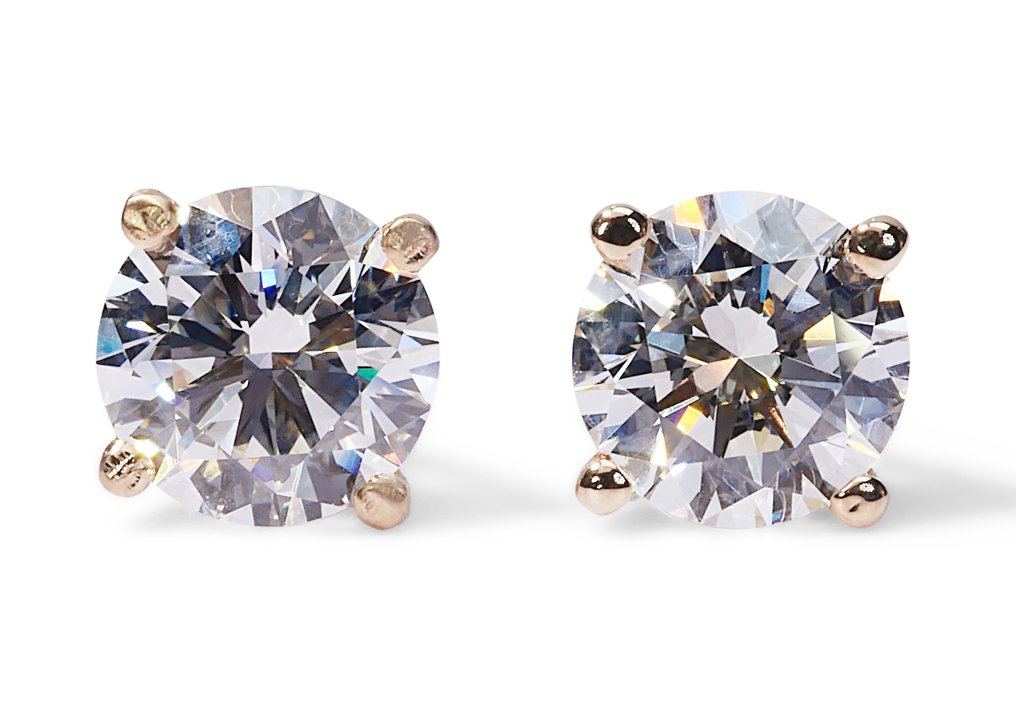 Boucles d'oreilles - 18 carats Or jaune -  1.42ct. tw. Diamant  (Naturelle) #3.1