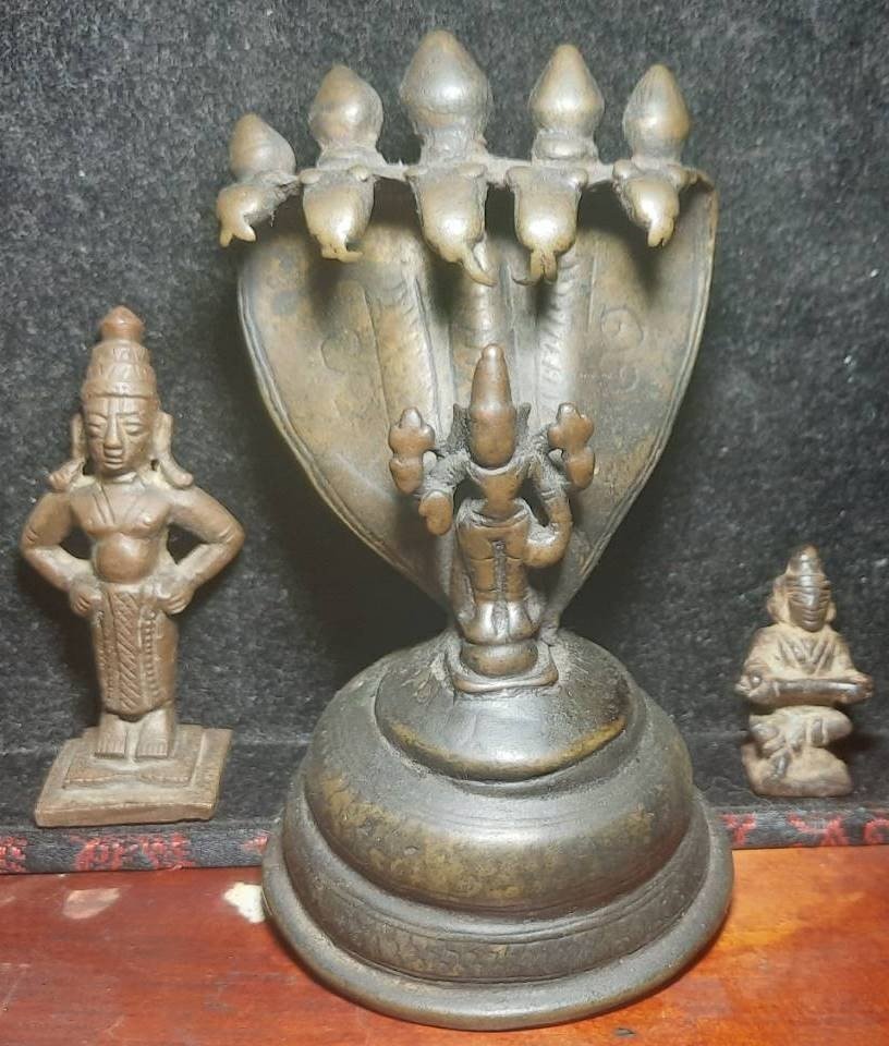 sculptuur, Ancient Indian Metal Work - 12 cm - Brons #1.1