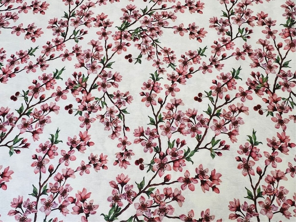 Rare and exclusive cotton fabric with cherry blossom design - Upholstery fabric  - 300 cm - 280 cm #2.1