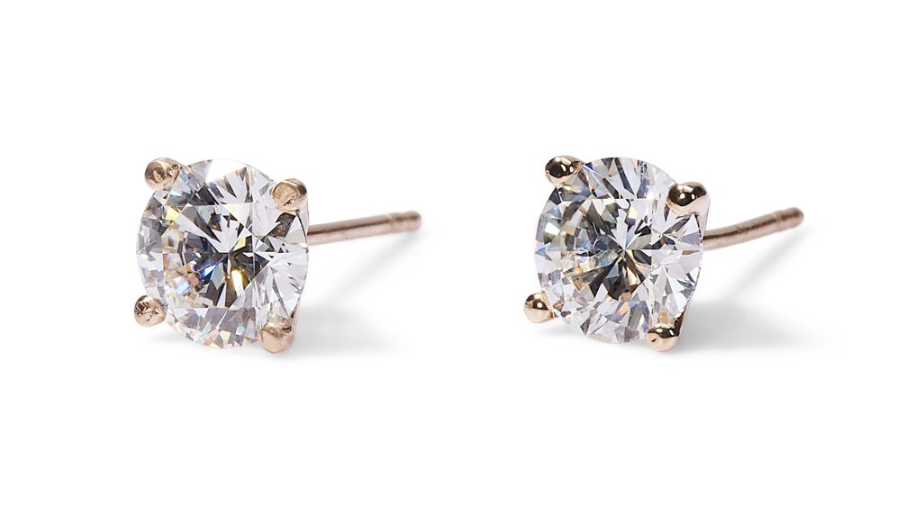 - 1.42 Total Carat Weight - - Earrings - 18 kt. Yellow gold -  1.42 tw. Diamond  (Natural) #2.1