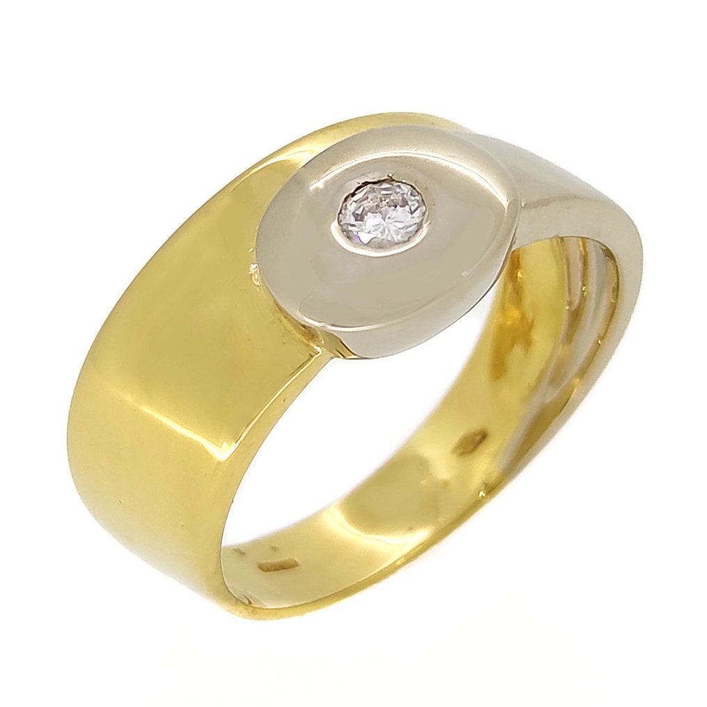 戒指 - 18K包金 白金, 黄金 -  0.06 tw. 钻石  #2.1