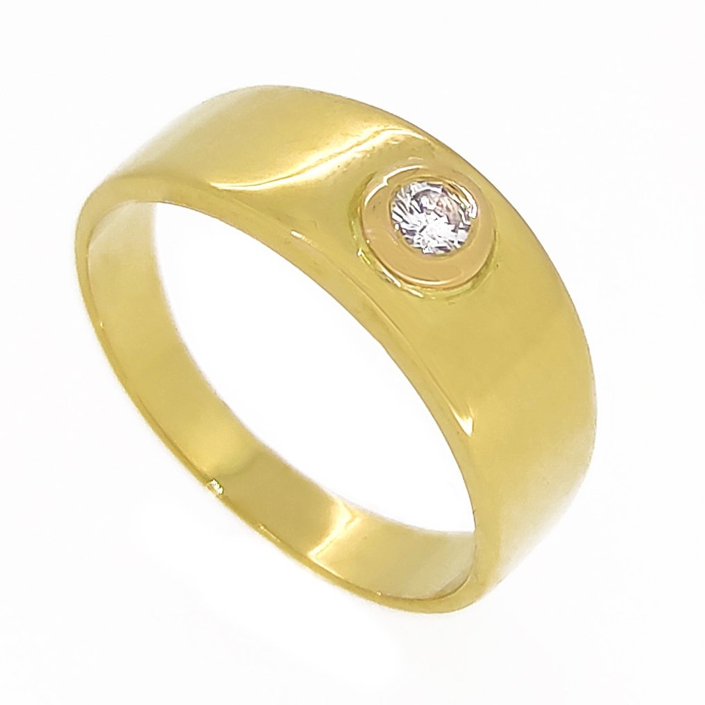 戒指 - 18K包金 黄金 -  0.06 tw. 钻石 #1.1