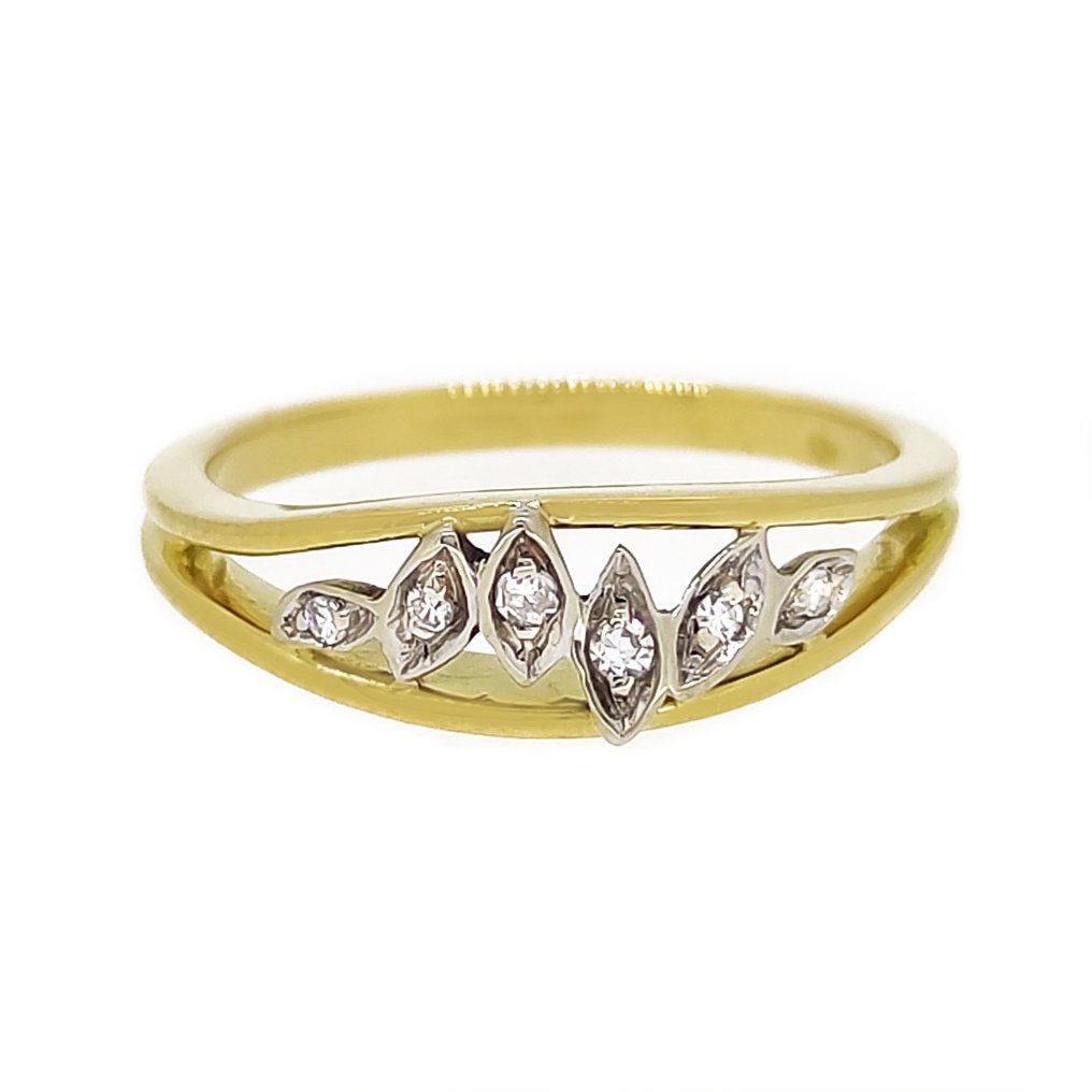 Ring - 18 kt. White gold, Yellow gold -  0.10ct. tw. Diamond  (Natural) #2.1