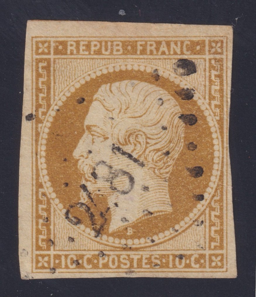 Francja 1852 - Książę Prezydent. Nr 9 unieważniony, podpisany i certyfikat cieląt. Zachwycający - Yvert #1.1
