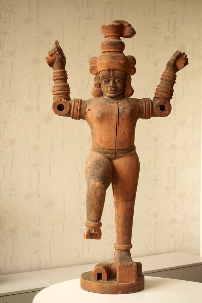 大型毘濕奴雕像 - 115 厘米 - 木 - 南印 - 19世紀 #2.1
