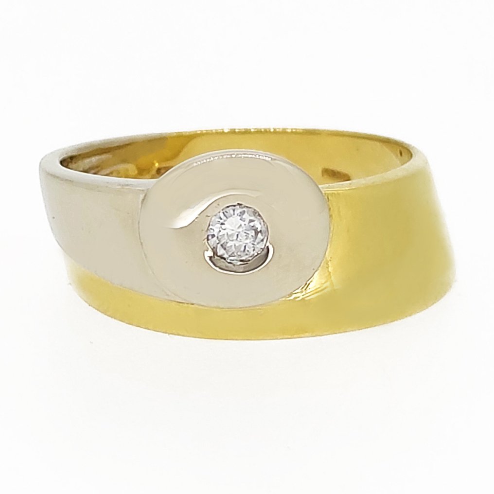 戒指 - 18K包金 白金, 黄金 -  0.06 tw. 钻石  #1.1
