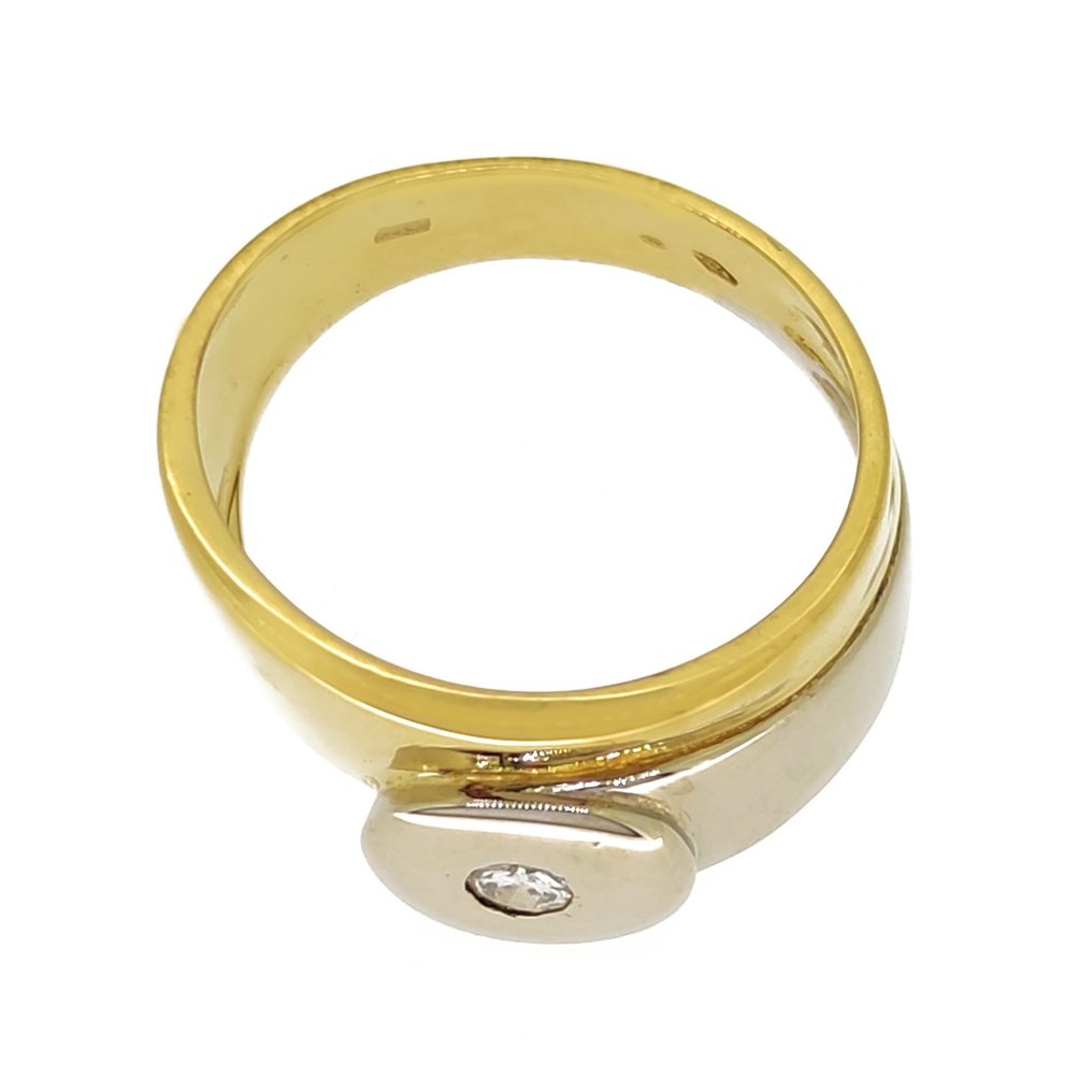 Ring - 18 kt Gelbgold, Weißgold -  0.06 tw. Diamant  #1.2