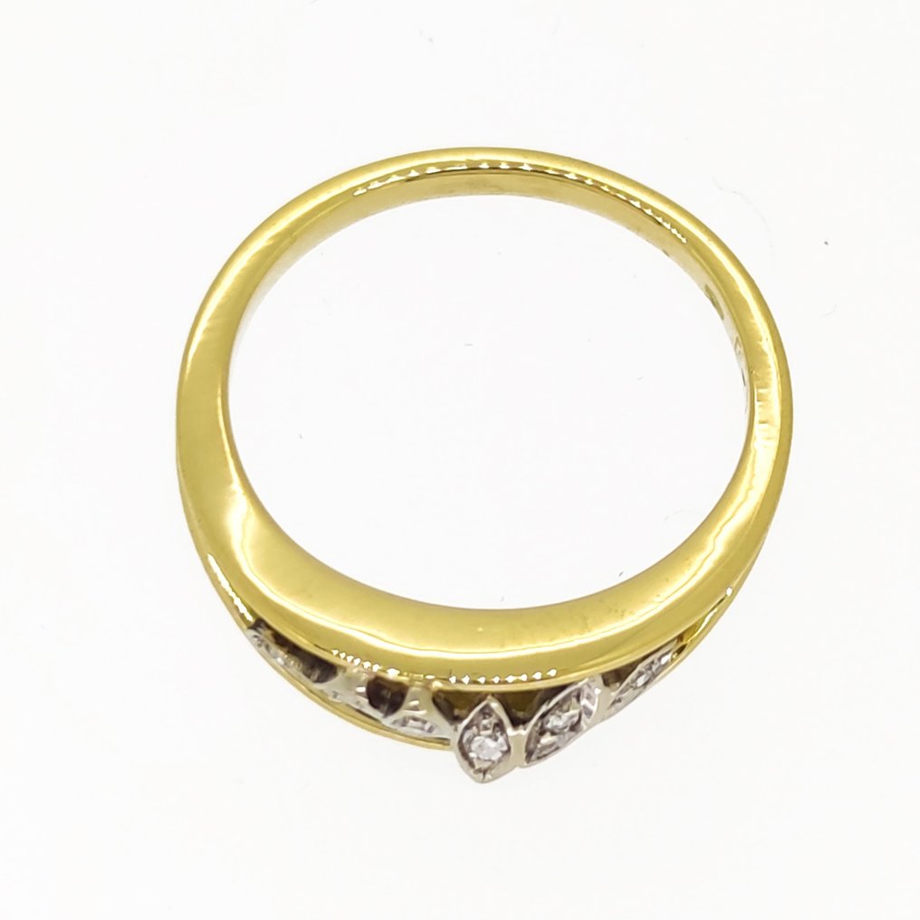 戒指 - 18K包金 白金, 黄金 -  0.10ct. tw. 钻石  (天然) #1.2