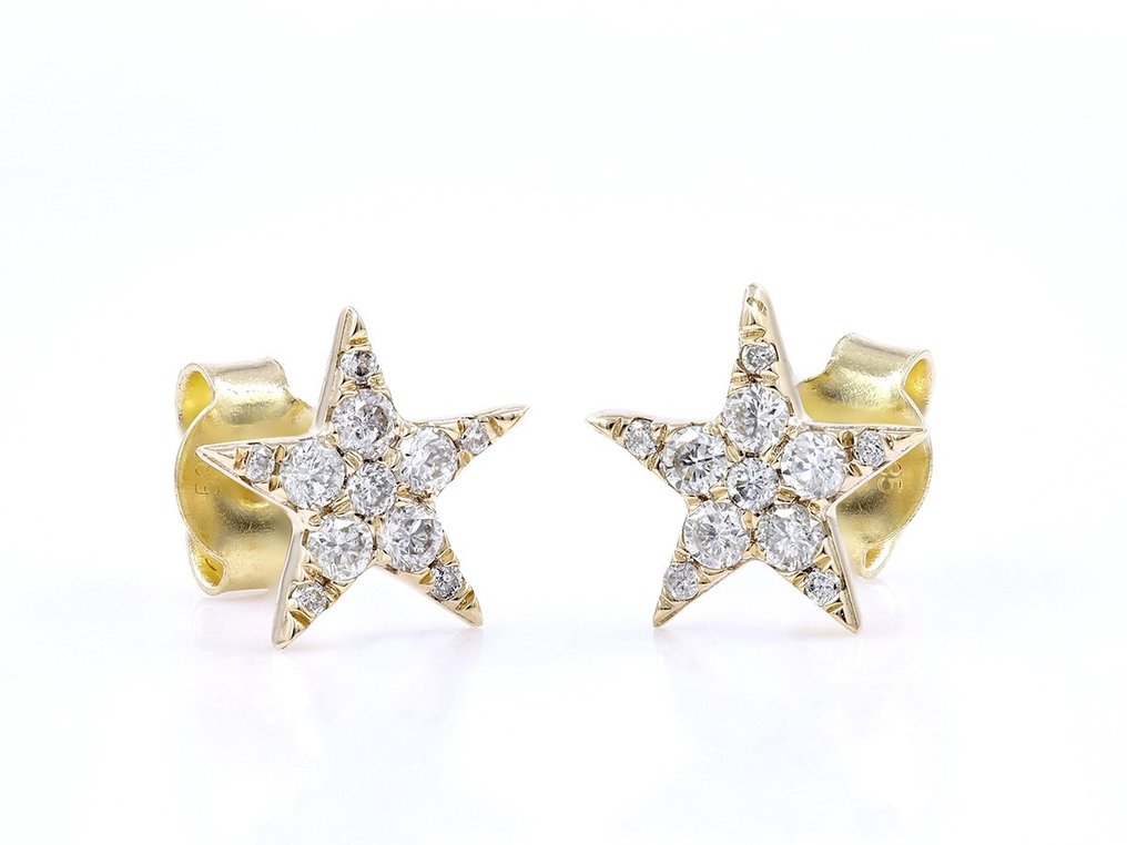 Boucles d'oreilles - 14 carats Or jaune -  0.35ct. tw. Diamant  (Naturelle) #1.1