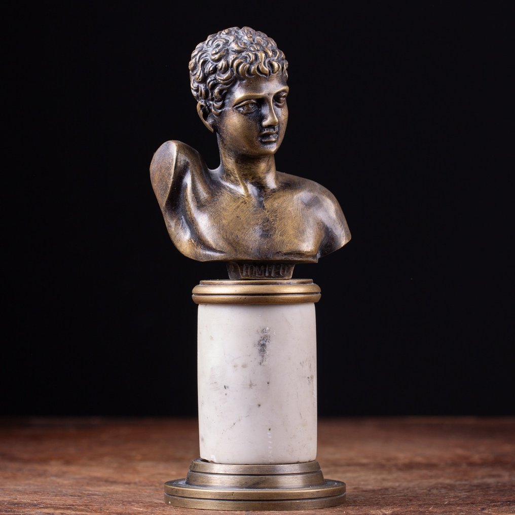 雪花石膏, 青銅色, 龐培大帝 - 羅馬軍事領袖 雕像 - 200 mm #1.2