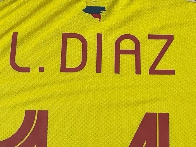 Colombia - Campeonato Mundial de fútbol - Luiz Diaz - Camiseta de fútbol enmarcada firmada  #2.1