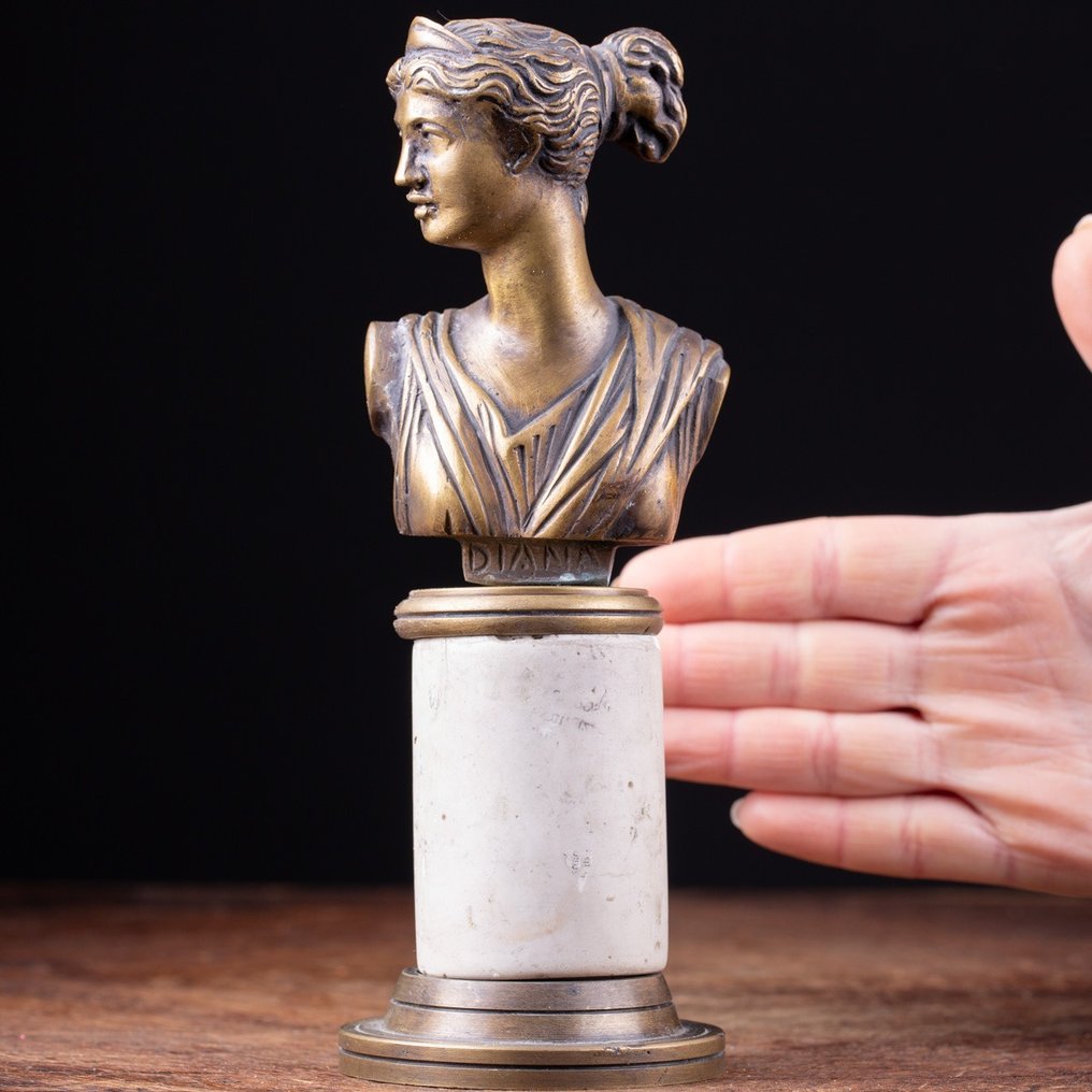 雪花石膏, 青銅色, 阿耳忒彌斯（戴安娜）狩獵女神 雕像 - 200 mm #2.1