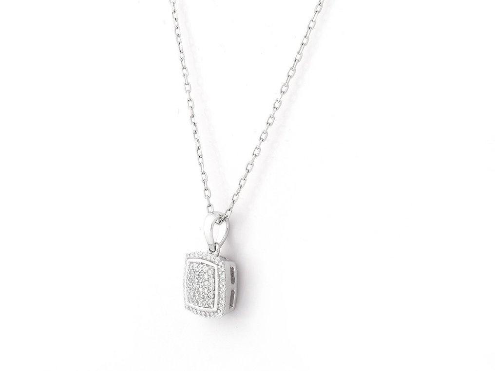 Collier - 18 carats Or blanc -  0.14 tw. Diamant  (Naturelle) #2.2