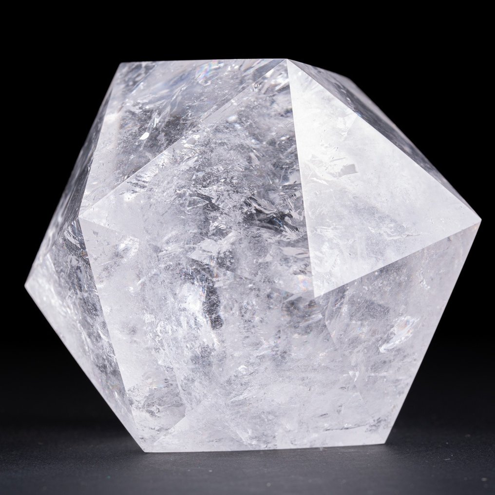 Exklusiv Quartz Dodecahedron - Universell symbol för kosmos - helig geometri - Höjd: 114 mm - Bredd: 114 mm- 1258 g #1.1
